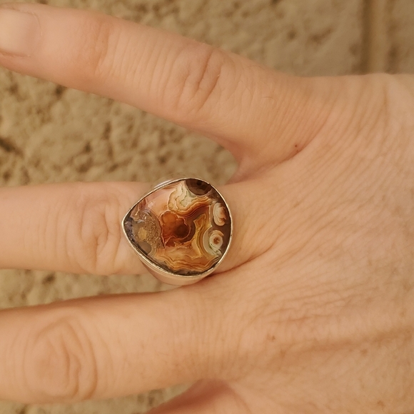 New Men's Crazy Lace Agate 925 Silver Ring. - Picture 3 of 15